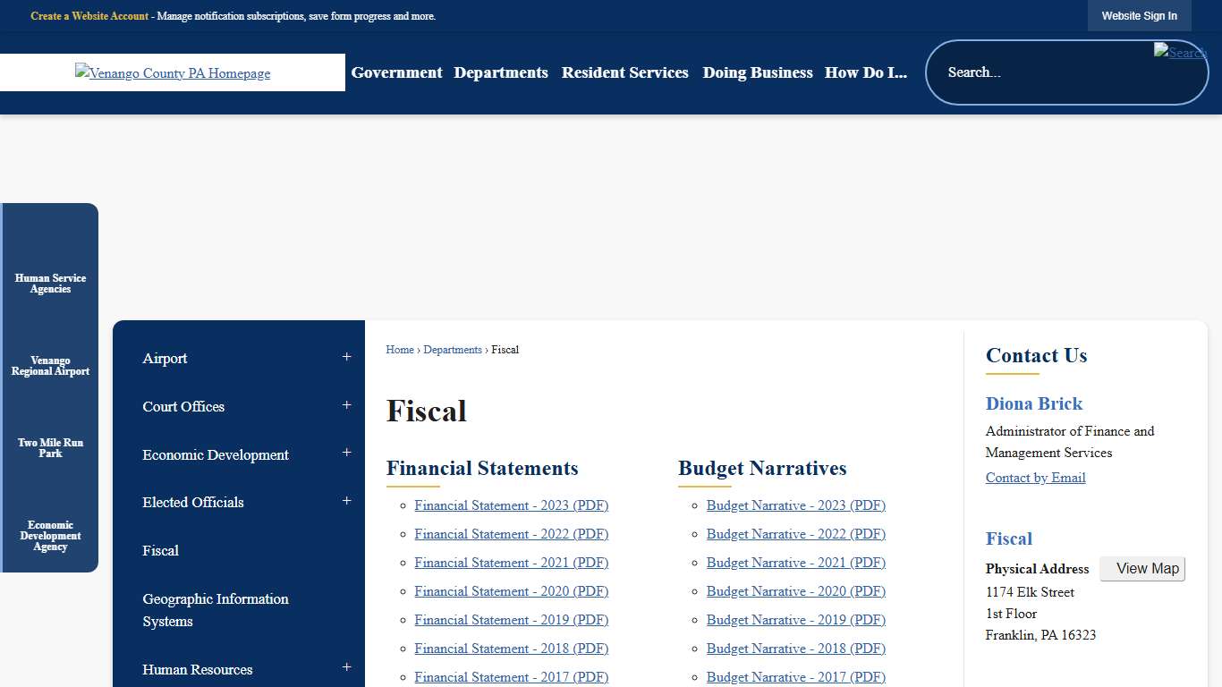 Fiscal Venango County, PA