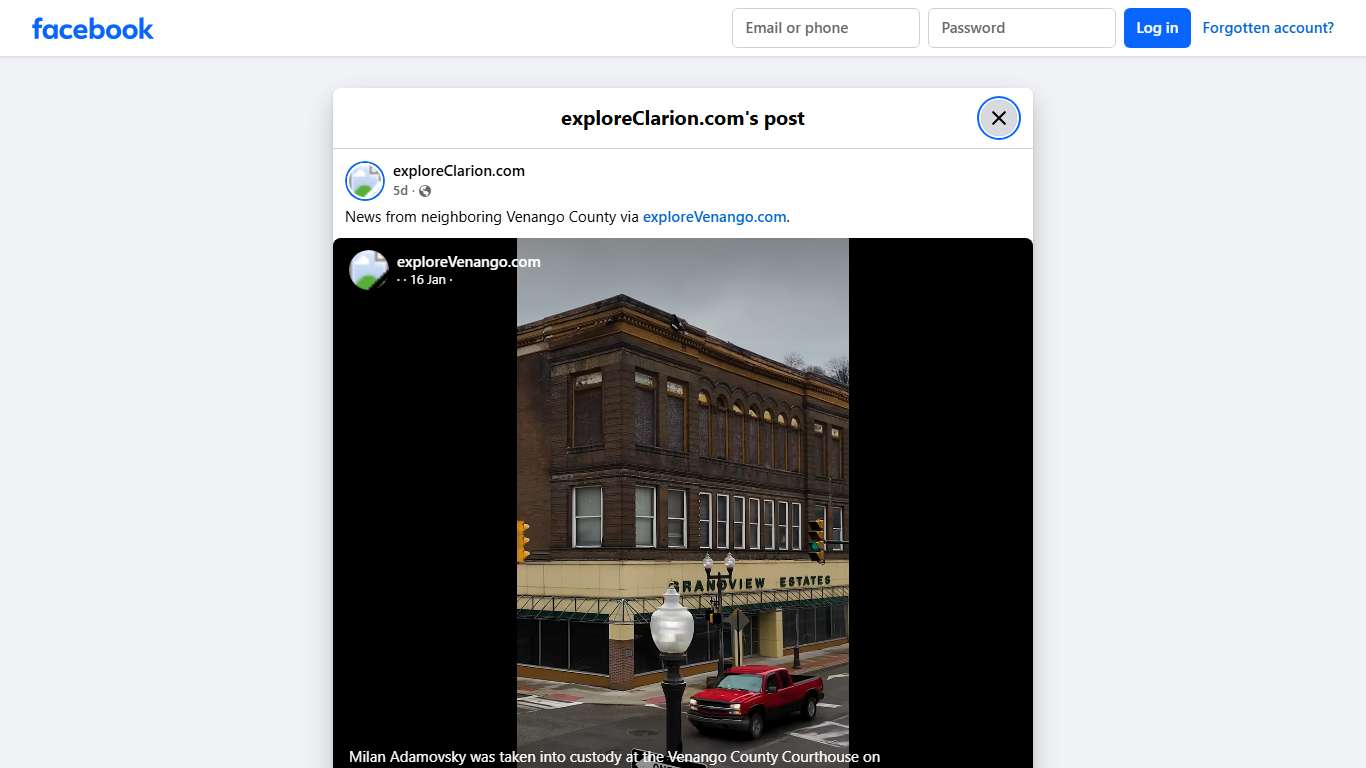 News from neighboring Venango County... - exploreClarion.com Facebook