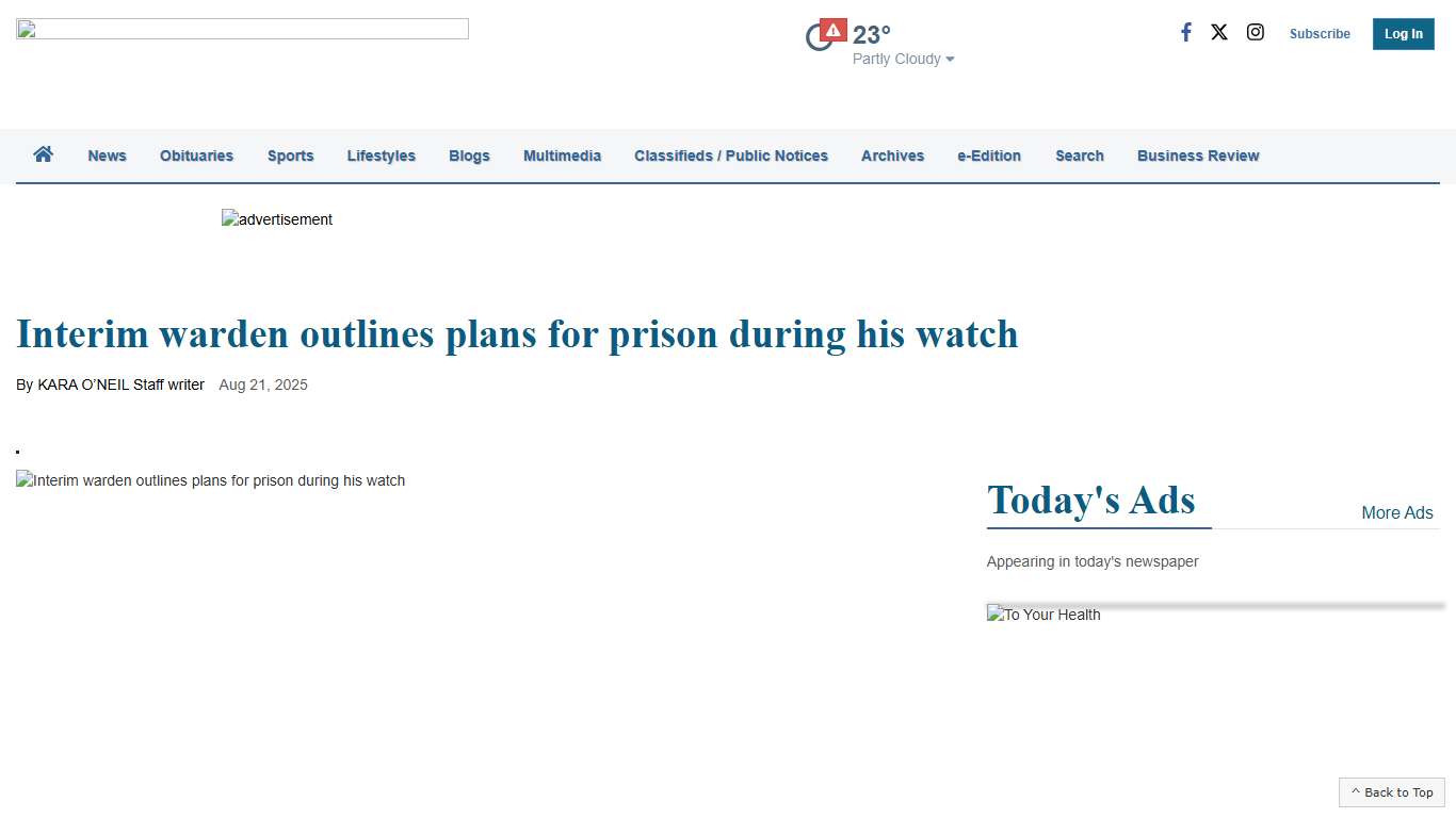 Interim warden outlines plans for prison during his watch Front Page thederrick.com